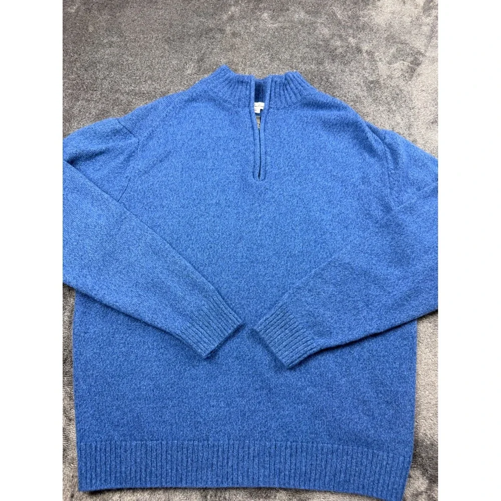 Enzo Mantovani 100% Wool Quarter Zip Sweater Mens XXL Blue Fits L-XL 763098